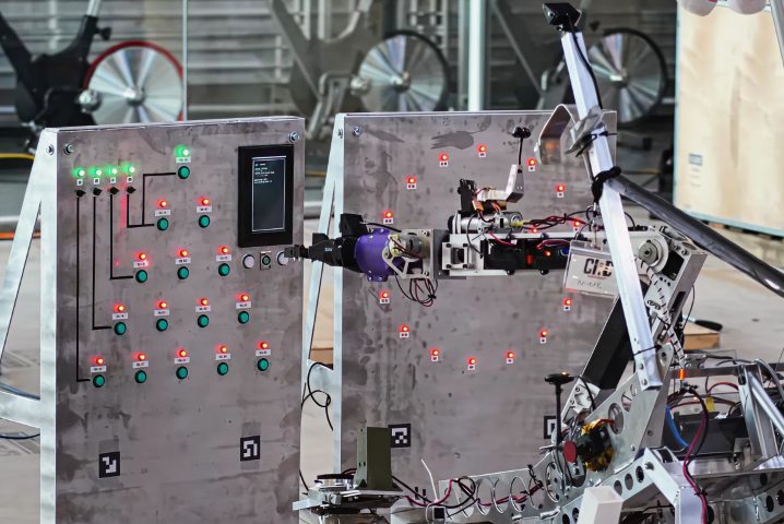 our rover pushing buttons